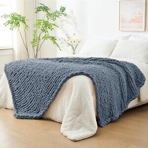 Knit Throw Blanket for Couch, 51x63 inches